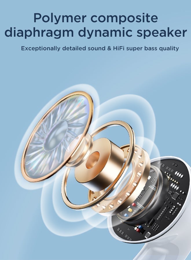 كيلا سماعات أذن لاسلكية بتقنية بلوتوث 5.1 TWS، نصف داخلية، مع غطاء واقٍ، إصدار قياسي، لون أبيض. - Image 4