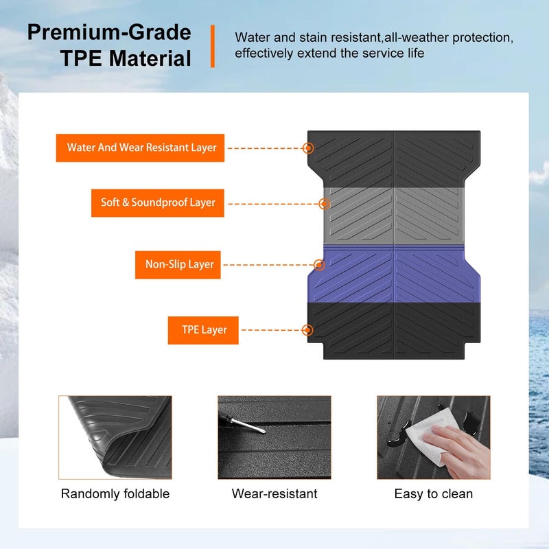 powoq 6FT Truck Bed Mat Compatible with 2005-2023 Toyota Tacoma Truck Bed Liner TPE Material Replacement for 2005-2016 2017 2018 2019 2020 2021 2022 2023 Toyota Tacoma Accessories(6FT Bed Mat) - Image 5