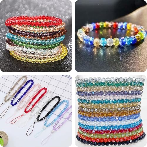 INDIKONB 6mm Glass Crystal Beads for Bracelets & Jewellery Making | Tyre Rondelle Transparent Beads for DIY Craft & Accessories (Multicolor) - Image 4
