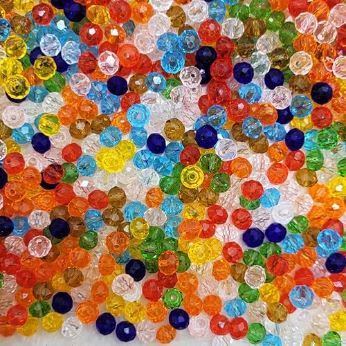 INDIKONB 6mm Glass Crystal Beads for Bracelets & Jewellery Making | Tyre Rondelle Transparent Beads for DIY Craft & Accessories (Multicolor) - Image 1
