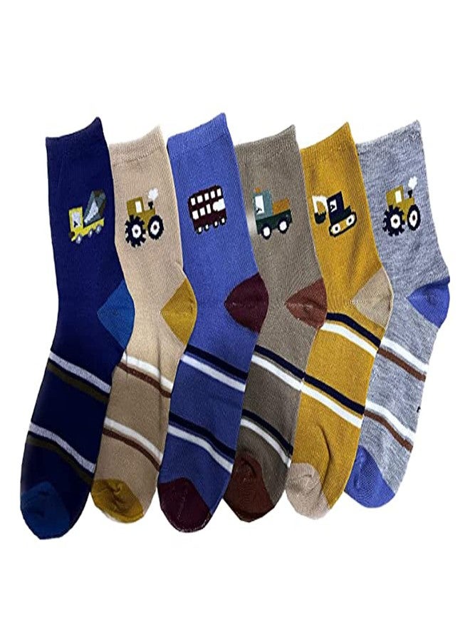 Missby® Kid's Cartoon Printed Ankle Length Combed Cotton Socks - Pack of 6 (Random Design Sets) (2 Years-5 Years) - Image 2