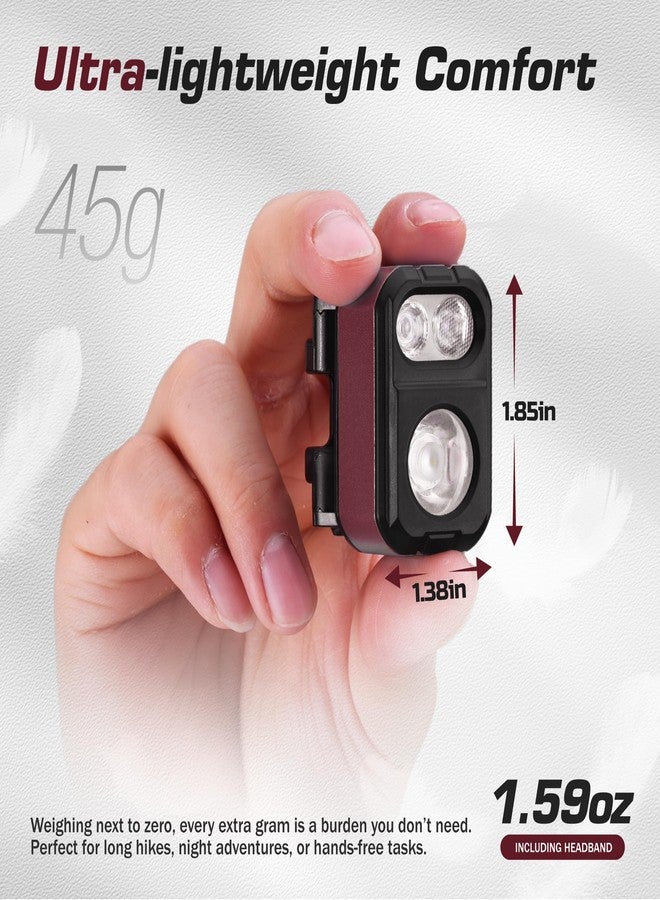 EverBrite 400LM Rechargeable Headlamp, 1.59 oz Lightweight & Comfortable Head Lamp with Hat Clip, IP67 Waterproof, White/Red/Green Light, 7 Modes for Running, Camping and Backpacking-Purple - Image 2