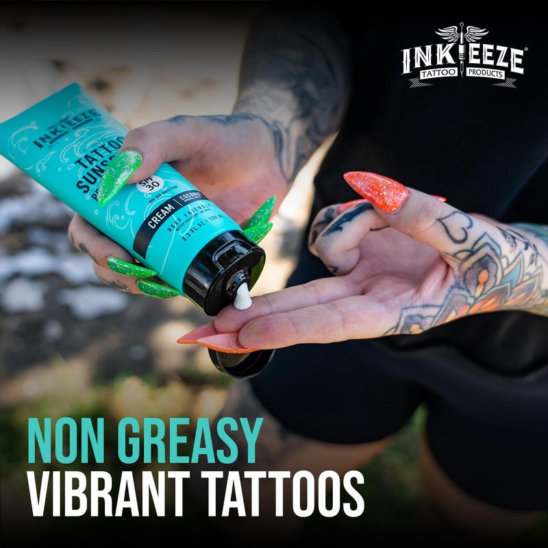 Ink-Eeze Tattoo Sunscreen Ink Shield Mineral, SPF 30, Dries Clear, Reef Safe, Vegan, Made in USA, Vanilla, Tube 3.3 ounces - Image 5