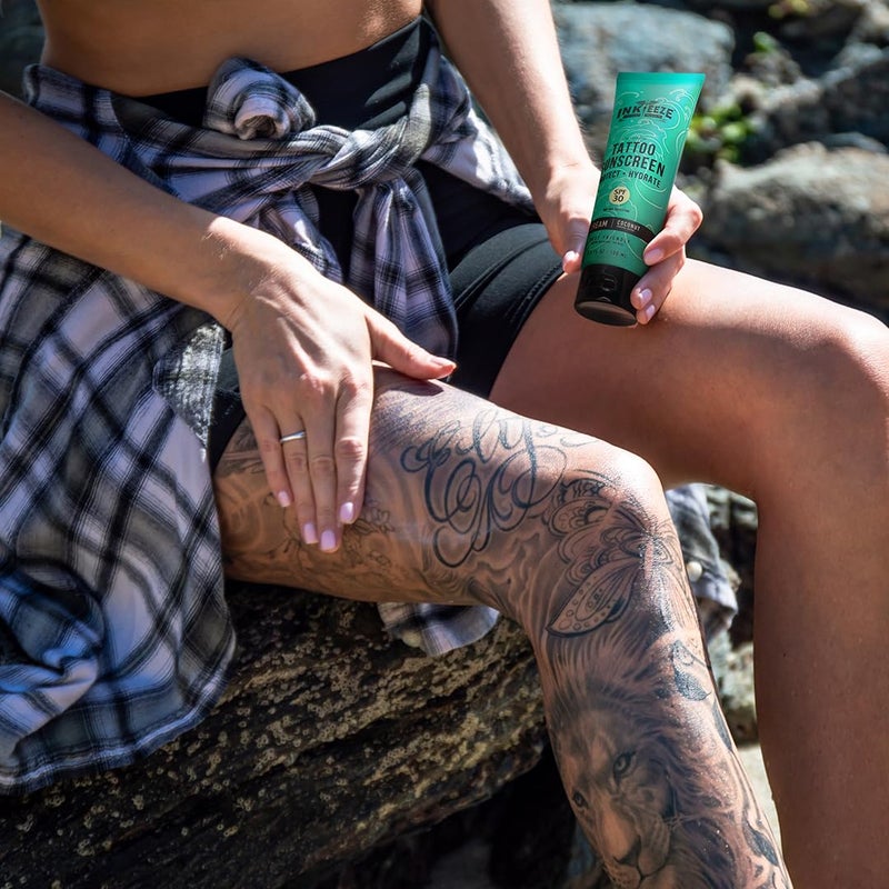 Ink-Eeze Tattoo Sunscreen Ink Shield Mineral, SPF 30, Dries Clear, Reef Safe, Vegan, Made in USA, Vanilla, Tube 3.3 ounces - Image 3