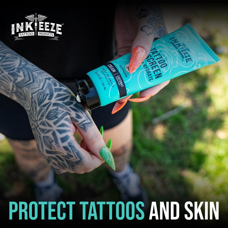 Ink-Eeze Tattoo Sunscreen Ink Shield Mineral, SPF 30, Dries Clear, Reef Safe, Vegan, Made in USA, Vanilla, Tube 3.3 ounces - Image 4