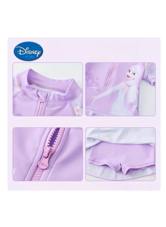 Disney Children's Princess Sun Protection One-Piece Dress Swimsuit (Including Swim Cap) - Image 3