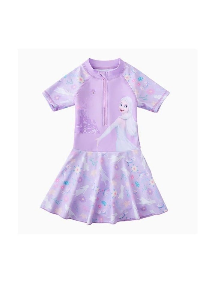 Disney Children's Princess Sun Protection One-Piece Dress Swimsuit (Including Swim Cap) - Image 4