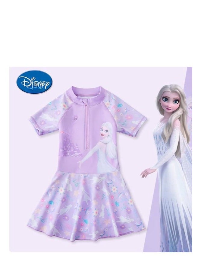 Disney Children's Princess Sun Protection One-Piece Dress Swimsuit (Including Swim Cap) - Image 2