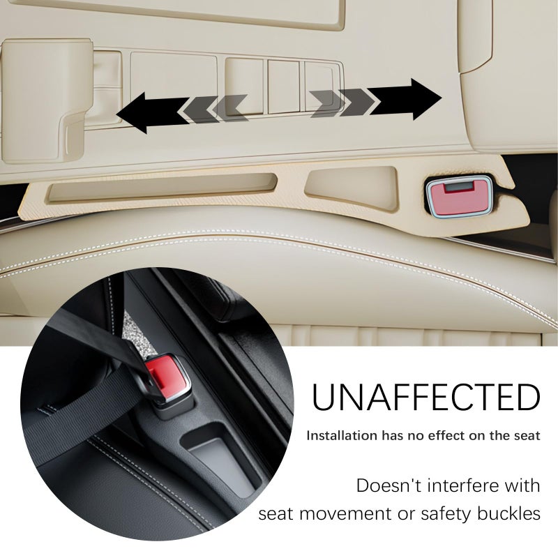 YGDMD 2PCS Car Seat Gap Filler Organizer,2 in 1 Car Gap Filler with Fill and Storage Function for Storing Phones Keys Cards,Universal Multifunctional No Drop Seat Guard for Cars (Beige) - Image 4