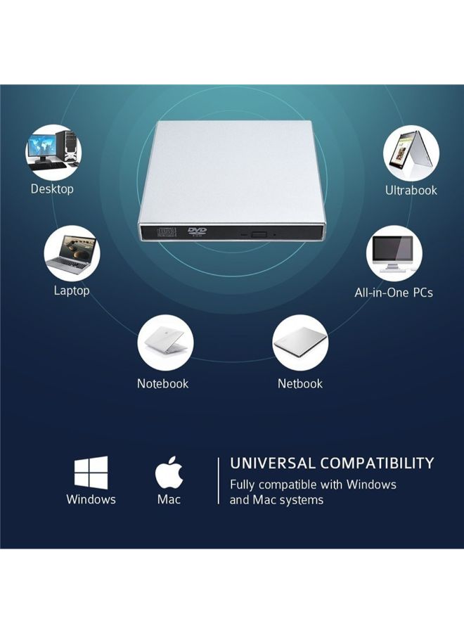 NIBEMINENT USB 2.0 Slim External Optical Drive White  - Image 3