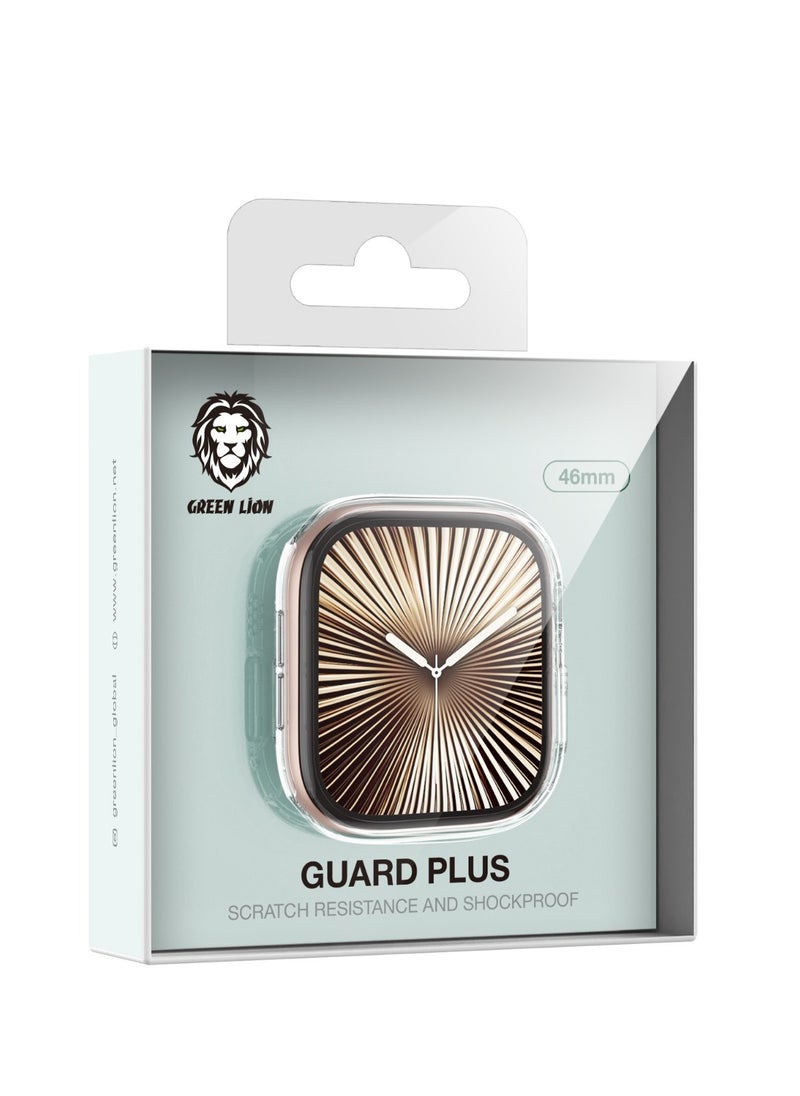 GREEN LION - Guard Plus PC Case for Apple Watch 46mm / Scratch Resistance / Shock Proof / Anti fingerprint / Scratch Resistance / 9H Glass / Overall Protection / Touch Sensitivity / Ultra Lightweight - Clear - Image 1