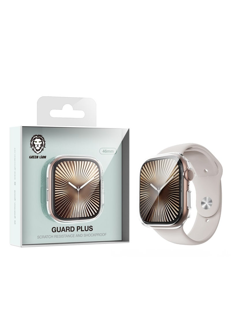 GREEN LION - Guard Plus PC Case for Apple Watch 46mm / Scratch Resistance / Shock Proof / Anti fingerprint / Scratch Resistance / 9H Glass / Overall Protection / Touch Sensitivity / Ultra Lightweight - Clear - Image 1