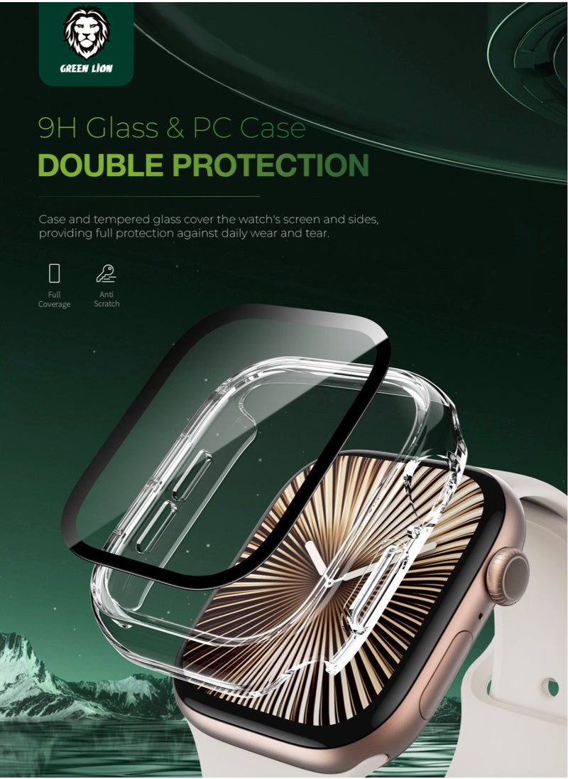 GREEN LION - Guard Plus PC Case for Apple Watch 46mm / Scratch Resistance / Shock Proof / Anti fingerprint / Scratch Resistance / 9H Glass / Overall Protection / Touch Sensitivity / Ultra Lightweight - Clear - Image 1