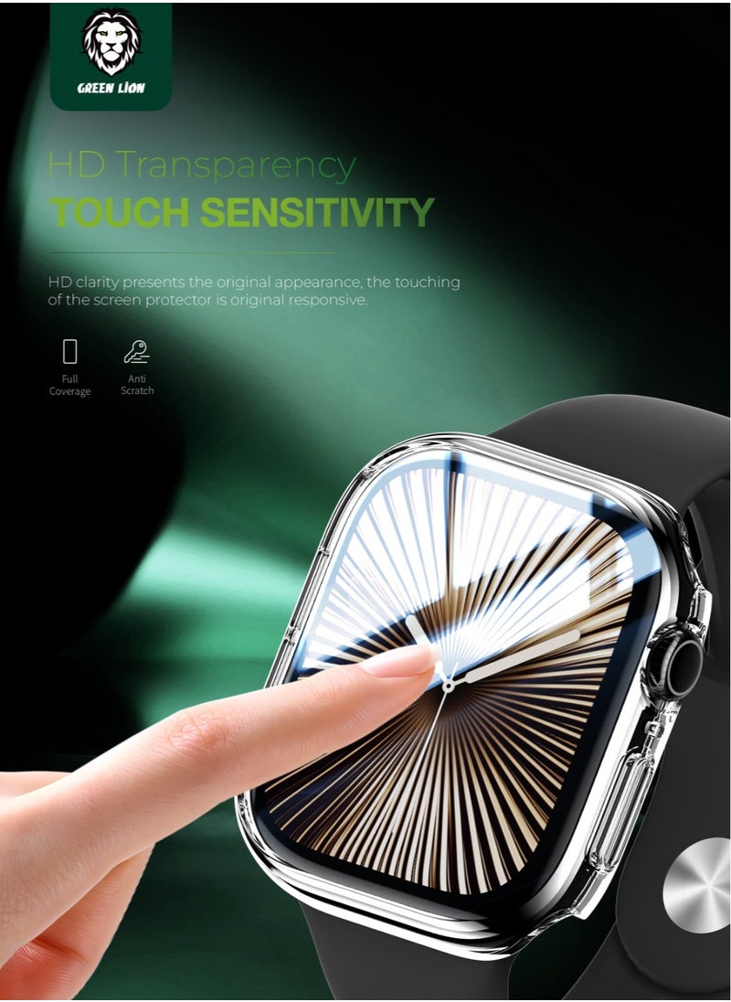 GREEN LION - Guard Plus PC Case for Apple Watch 46mm / Scratch Resistance / Shock Proof / Anti fingerprint / Scratch Resistance / 9H Glass / Overall Protection / Touch Sensitivity / Ultra Lightweight - Clear - Image 1