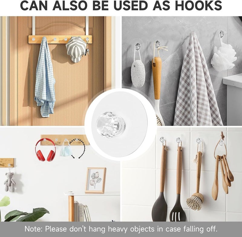 2V BROTHERS 2V BROTHERS 10pcs Diamond Crystal Shaped Strong Sticker Sticky Heavy Duty Wall Hooks for Hanging HomeKitchen Bathroom Key Frame Holders  - Image 5