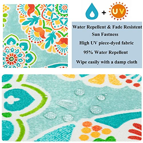 FUNHOME Indoor Outdoor Lumbar Pillow Covers ONLY, Water-Repellent Fade-Resistant Patio Lumbar Cases 12” x 20”, Throw Pillowcase Shell for Couch Garden Furniture Use -Cyan Circle - Image 5