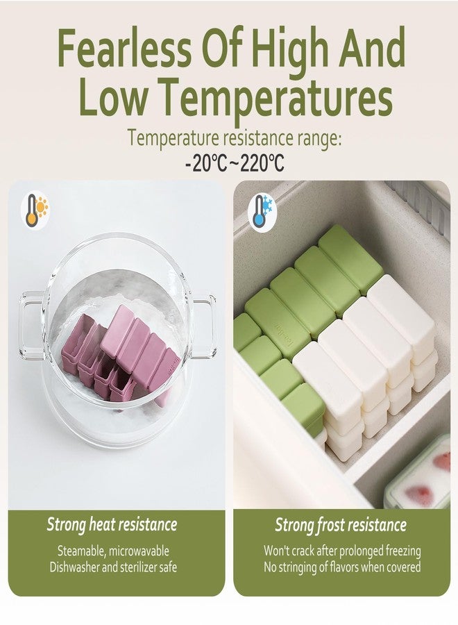 Roucerlin 2 Pack Silicone Ice Cube Tray, Soup Cubes with Lid, Small Meal Prep Freezer Storage Containers for Food Juice Sauce Broth Dessert Kitchen (Yellow, Green) - Image 5