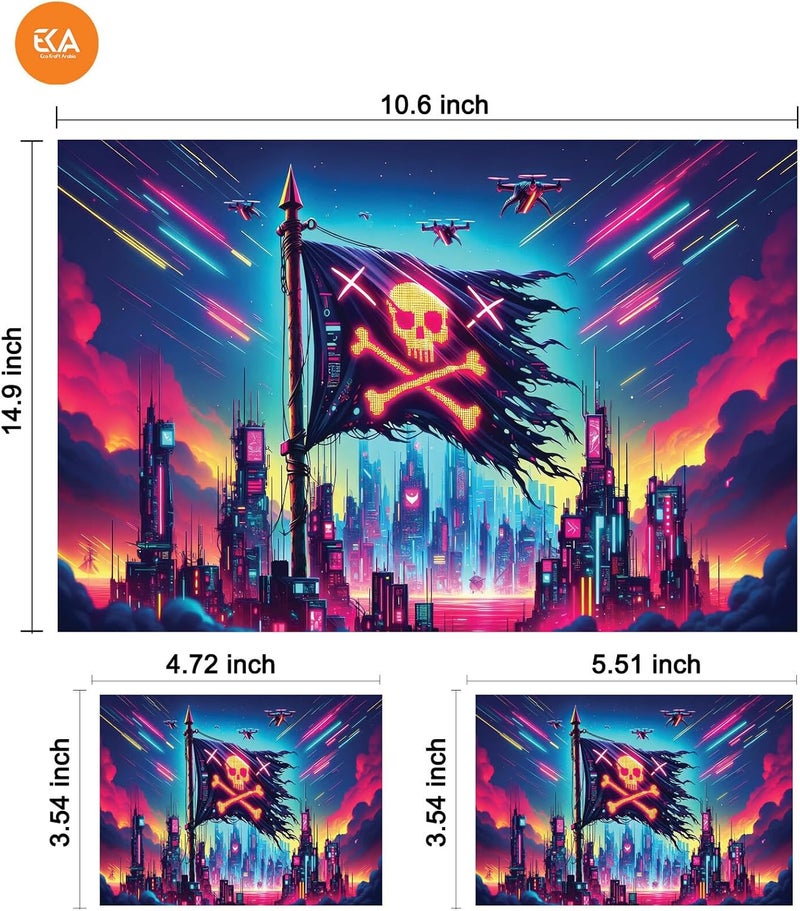 Cyberpunk Pirate Flag Digital Art, Laptop Skin Sticker Decal - Image 3