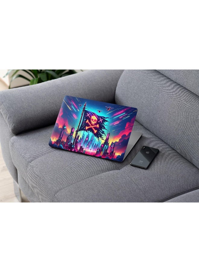 Cyberpunk Pirate Flag Digital Art, Laptop Skin Sticker Decal - Image 4