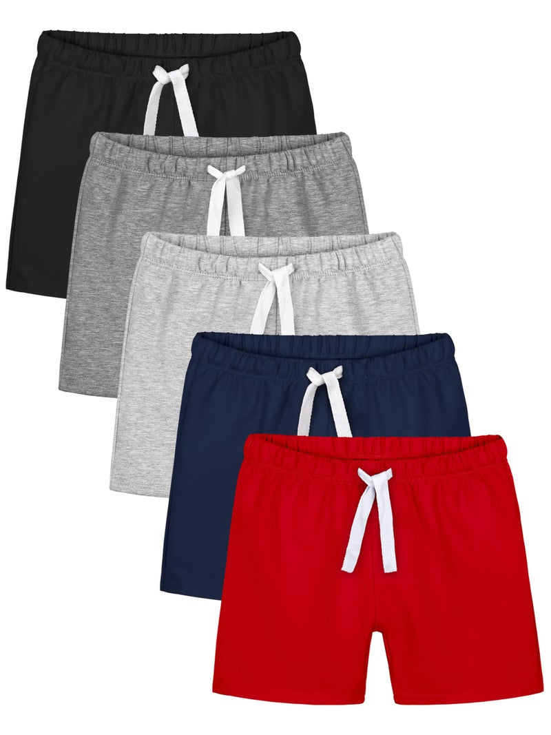 Resinta 5 Pack Toddler Boy Shorts Boys Cotton Short Soft Baby Casual Shorts with Drawstring - Image 1