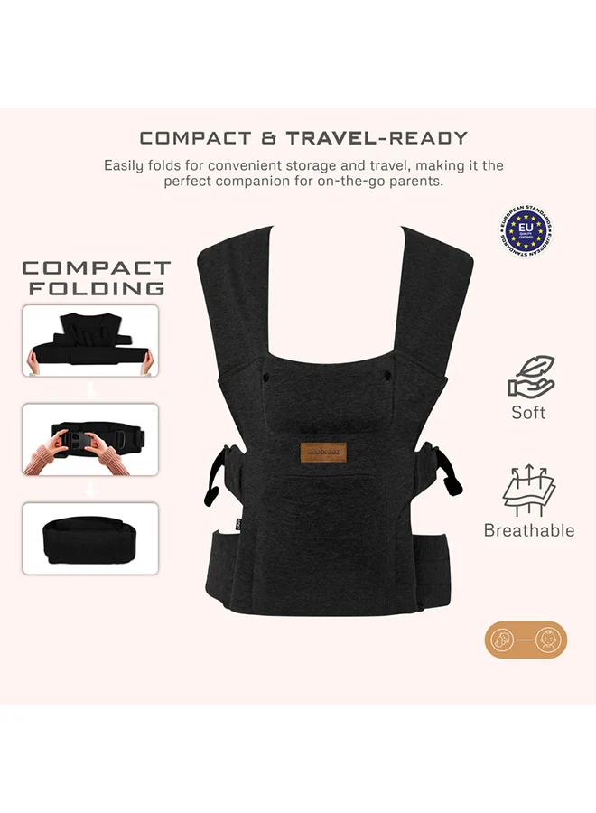 neobreez ZAVII 2-in-1 Convertible Baby Carrier for Newborns to Toddlers, Extra Soft&Ergonomic Baby Wrap with Head Support,  Detachable Privacy Hood&Saliva Bib, Lightweight, Adjustable Hip Carrier, 7–26 lbs, 3–12 kg