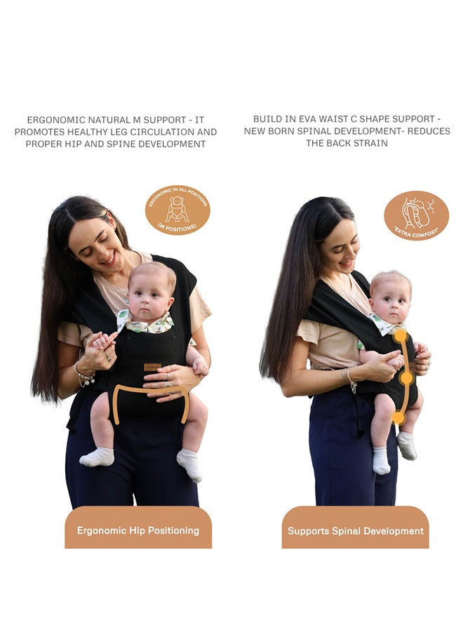 ZAVII 2-in-1 Baby Carrier for Newborns To Toddler, Head Support, Extra Soft And Ergonomic, Detachable Privacy Hood And Saliva Cotton Bib, Lightweight Easily Adjustable Hip Infant Carrier, 7-26lbs, 3-12kg