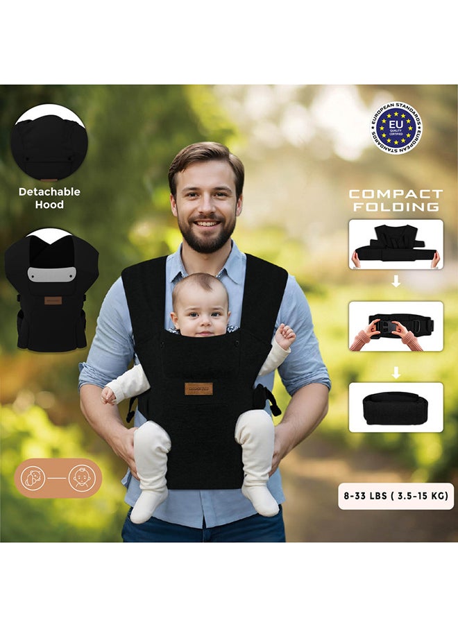 ZAVII 2-in-1 Baby Carrier for Newborns To Toddler, Head Support, Extra Soft And Ergonomic, Detachable Privacy Hood And Saliva Cotton Bib, Lightweight Easily Adjustable Hip Infant Carrier, 7-26lbs, 3-12kg