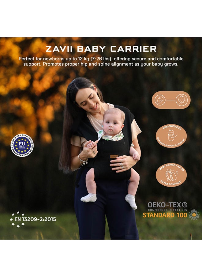 ZAVII 2-in-1 Baby Carrier for Newborns To Toddler, Head Support, Extra Soft And Ergonomic, Detachable Privacy Hood And Saliva Cotton Bib, Lightweight Easily Adjustable Hip Infant Carrier, 7-26lbs, 3-12kg
