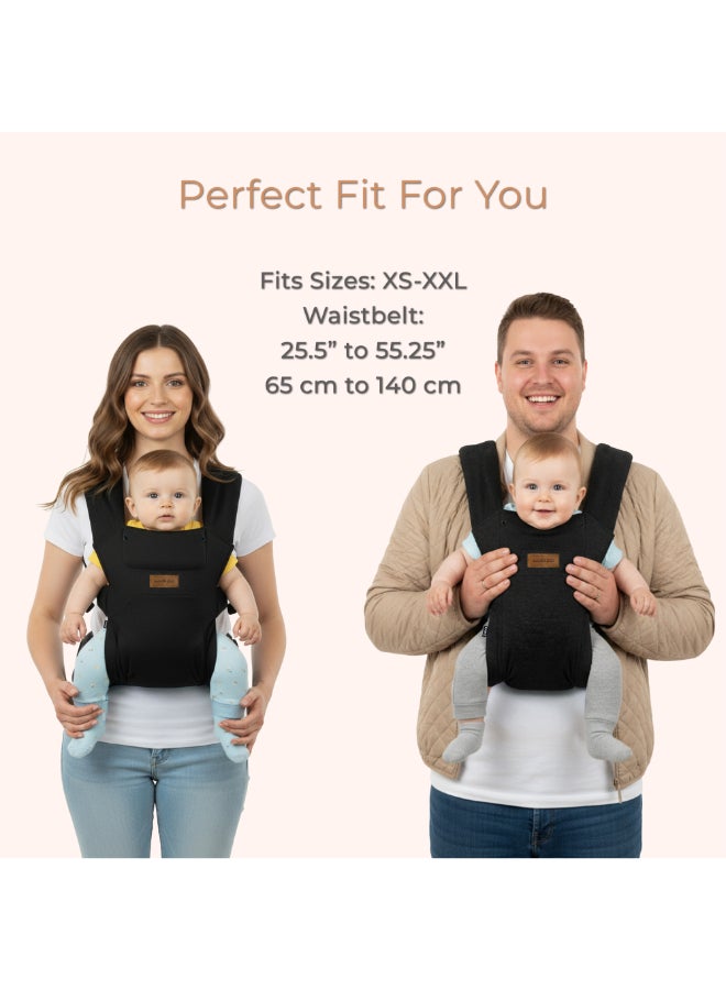 neobreez ZAVII 2-in-1 Convertible Baby Carrier for Newborns to Toddlers, Extra Soft&Ergonomic Baby Wrap with Head Support,  Detachable Privacy Hood&Saliva Bib, Lightweight, Adjustable Hip Carrier, 7–26 lbs, 3–12 kg - Image 2