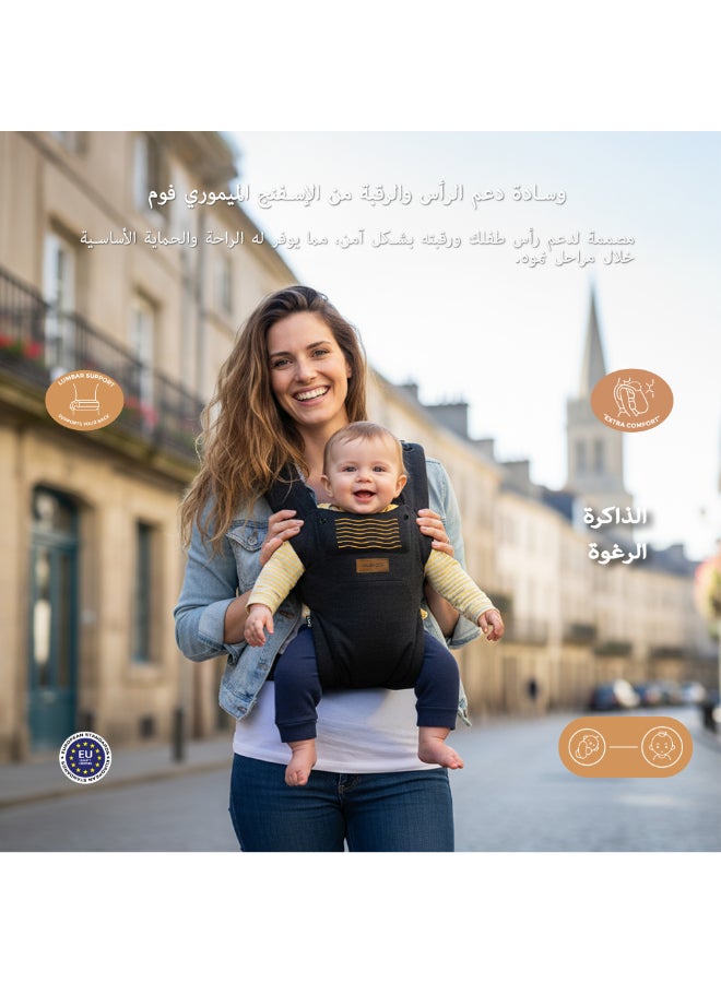 neobreez ZAVII 2-in-1 Convertible Baby Carrier for Newborns to Toddlers, Extra Soft&Ergonomic Baby Wrap with Head Support,  Detachable Privacy Hood&Saliva Bib, Lightweight, Adjustable Hip Carrier, 7–26 lbs, 3–12 kg - Image 3