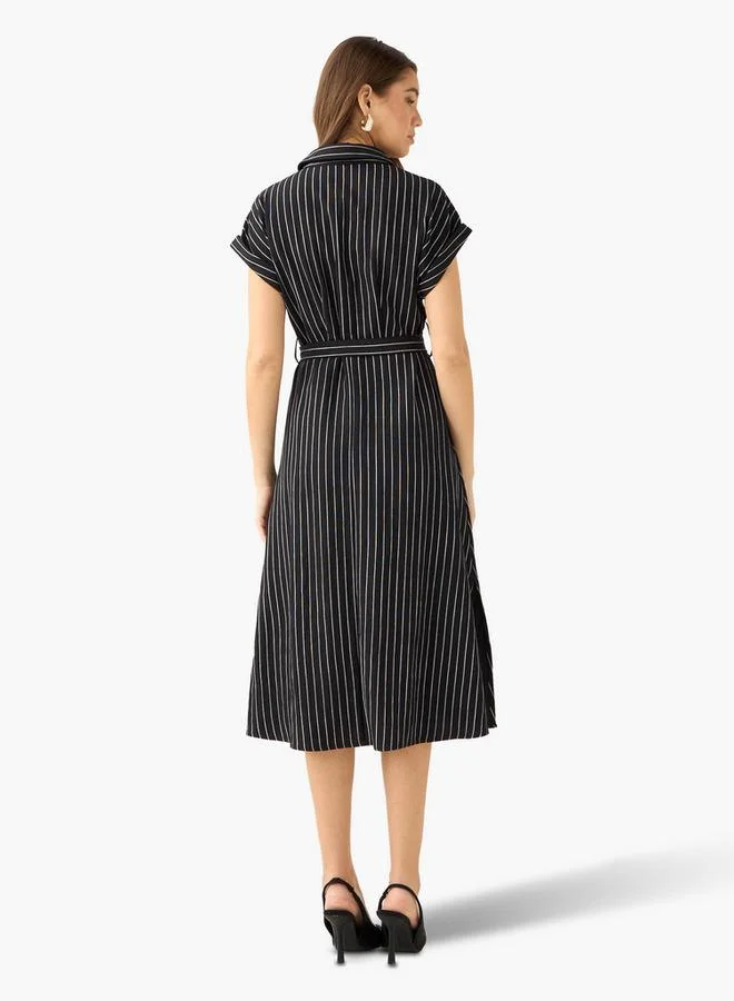 Splash FAV Striped Shirt Women Dress with Belt