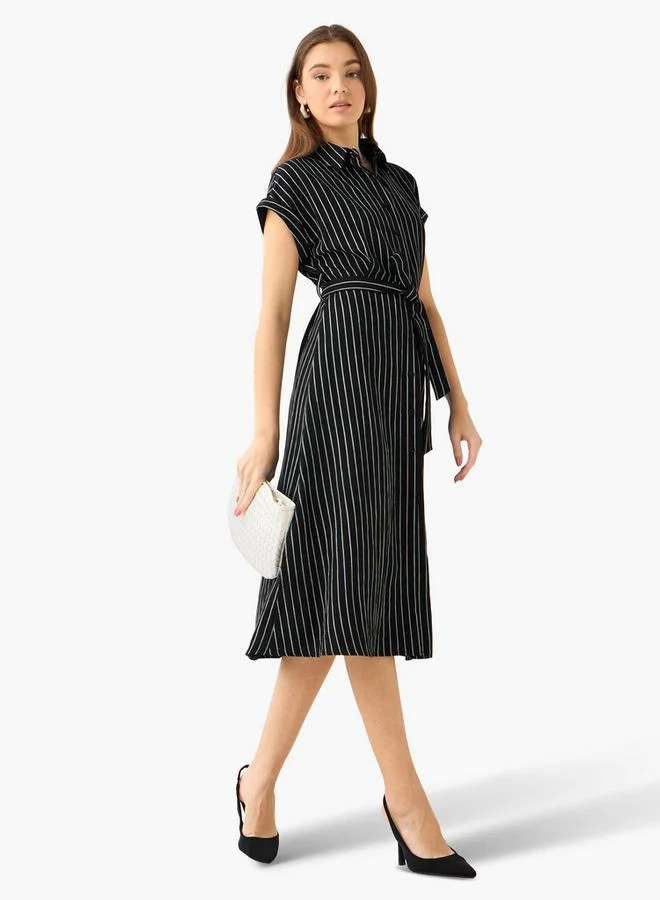 سبلاش فيڤ Striped Shirt Women Dress with Belt
