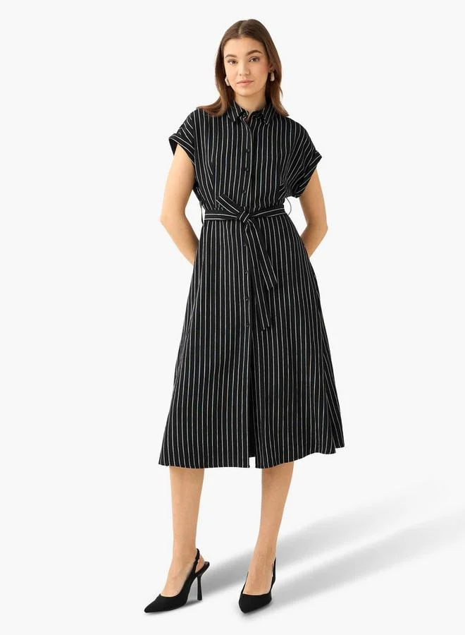سبلاش فيڤ Striped Shirt Women Dress with Belt