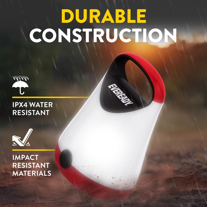 Eveready LED Camping Lantern X-250 (2-Pack), Super Bright Tent Lights, Rugged Water Resistant LED Lanterns, 100 Hour Run-time (Batteries Included), Red and Black - Image 5