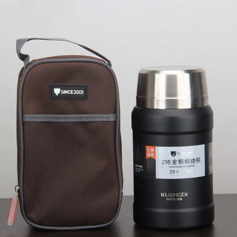 Full Steel Thermal Stew Jar 800ml, 316 Stainless Steel Liner, PP Lid, Folding Spoon Included, Random Color Available - Image 3