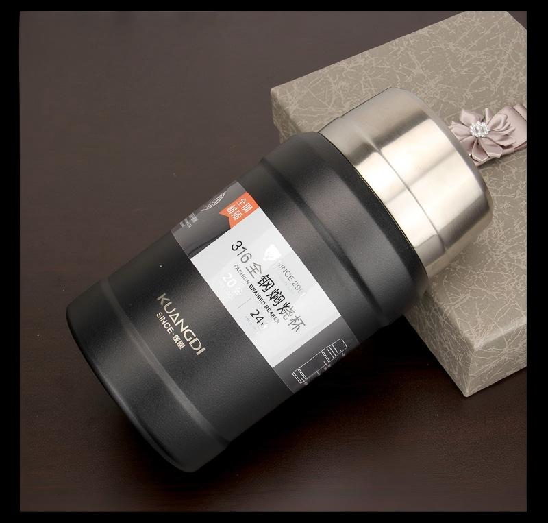 Full Steel Thermal Stew Jar 800ml, 316 Stainless Steel Liner, PP Lid, Folding Spoon Included, Random Color Available - Image 2