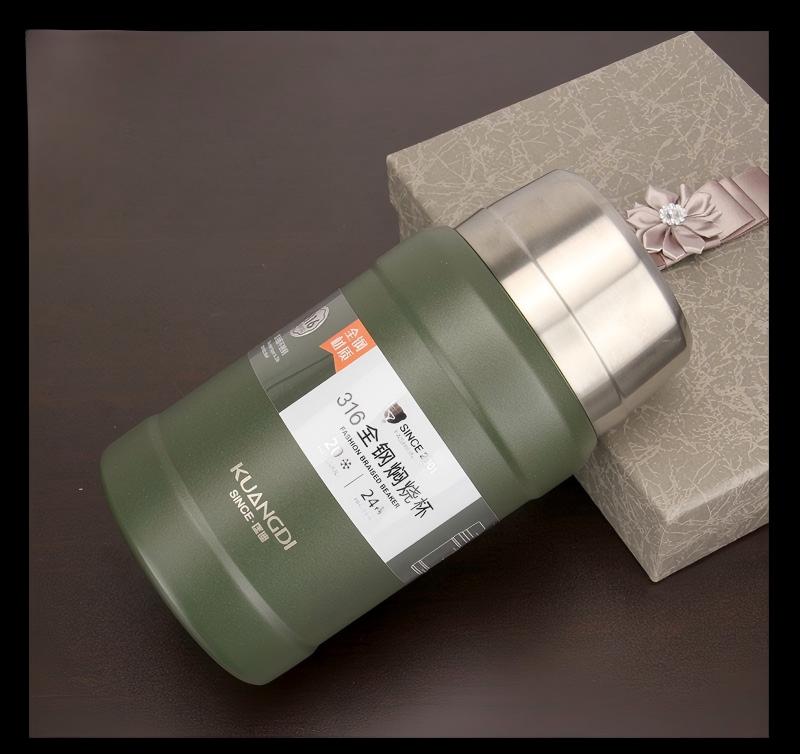 Full Steel Thermal Stew Jar 800ml, 316 Stainless Steel Liner, PP Lid, Folding Spoon Included, Random Color Available - Image 4