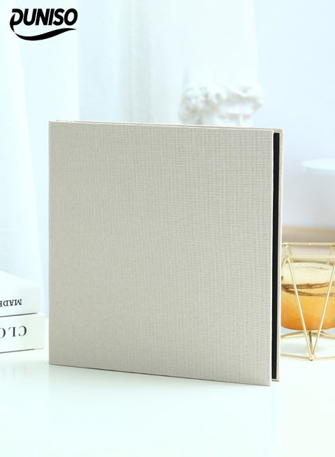 Photo Albums，Magnetic Self-stick Photos Hand Made DIY Albums，Extra Large Capacity Family Wedding Picture Albums ，40 Pages Linen Cover Photo Book，Off White, 27*28cm