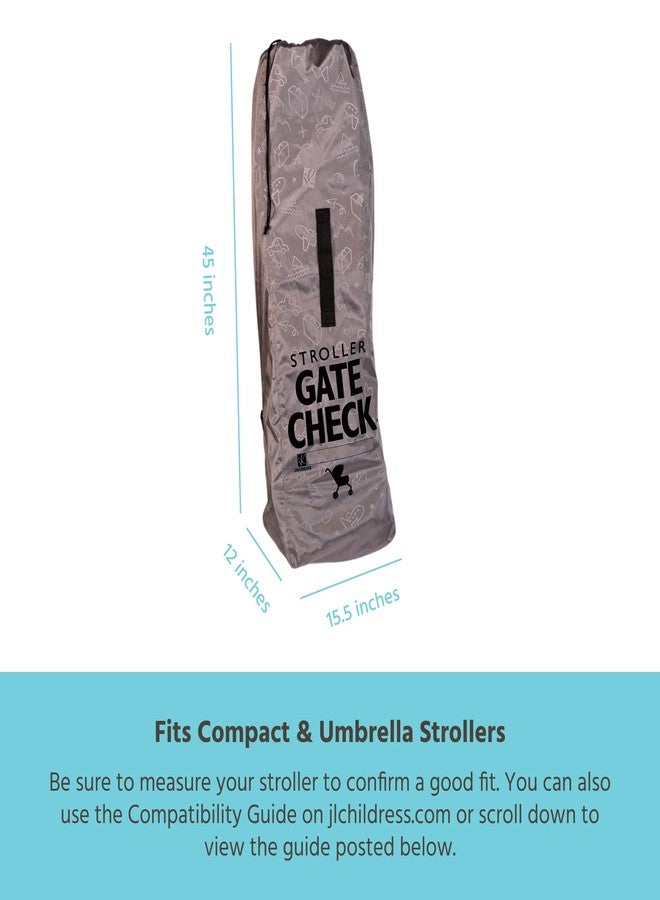 J.L. Childress حقيبة فحص البوابة لجهاز الأطفال J.L. Childress لعربات الأطفال المظلية - حقيبة سفر للطائرة، تناسب معظم عربات الأطفال المظلية الفردية، ملحقات المطار لفحص البوابة، أساسيات الطيران - ديلوكس، رمادي - Image 5
