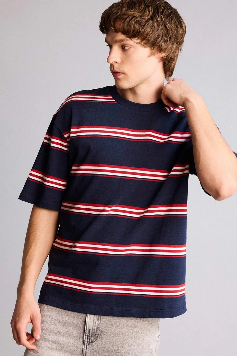 DeFacto Boxy Fit Striped T-Shirt