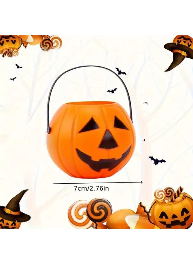 Halloween Pumpkin Barrel Decorations 7pcs Plastic Jack O Lanterns With Black Accents - Image 3