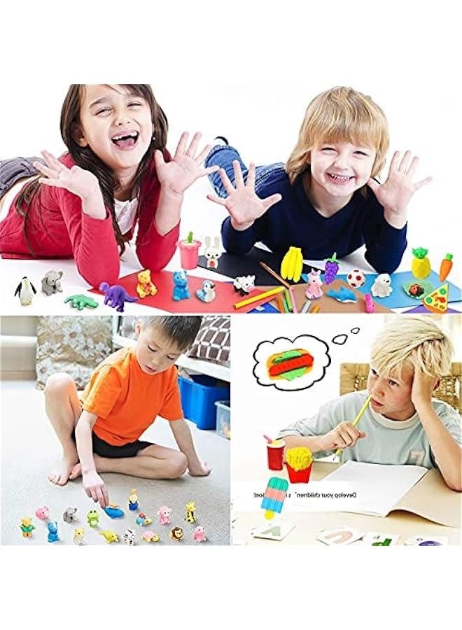 Generic 110Pcs Animal Erasers Kids Desk Pets Pencil Erasers 3D Puzzle Erasers Bulk Mini Animal Food Erasers Toys Fun Cute Eraser for Classroom Rewards, Game Prizes, Treasure Box,  Egg Fillers  - Image 3