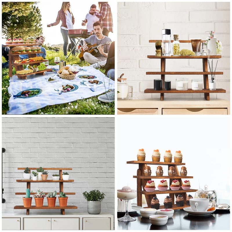 Manspdier Wooden Display Stand Wood Cupcake Stands Tool Free, Rustic Risers for Display Ideal Craft Funko Pop Shelves Table Display Stand for Vendors Wood Riser - Image 4