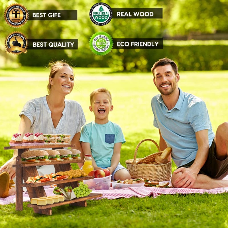 Manspdier Wooden Display Stand Wood Cupcake Stands Tool Free, Rustic Risers for Display Ideal Craft Funko Pop Shelves Table Display Stand for Vendors Wood Riser - Image 3