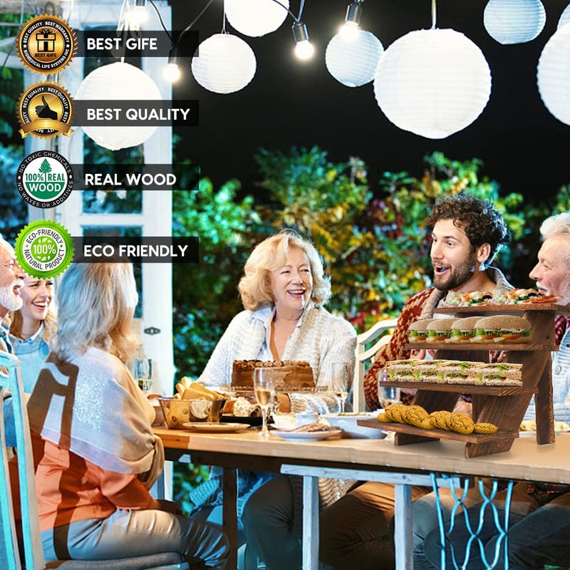 Manspdier Wooden Display Stand Wood Cupcake Stands Tool Free, Rustic Risers for Display Ideal Craft Funko Pop Shelves Table Display Stand for Vendors Wood Riser - Image 2