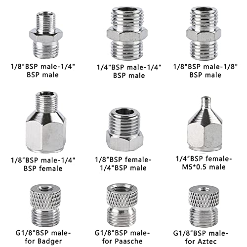 SAGUD 9pcs Airbrush Adapter Set Air Brush Fitting Connector Kit Airbrush Accessories for Mini Air Compressor and Air Hose Supplies - Image 2