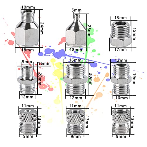 SAGUD 9pcs Airbrush Adapter Set Air Brush Fitting Connector Kit Airbrush Accessories for Mini Air Compressor and Air Hose Supplies - Image 4