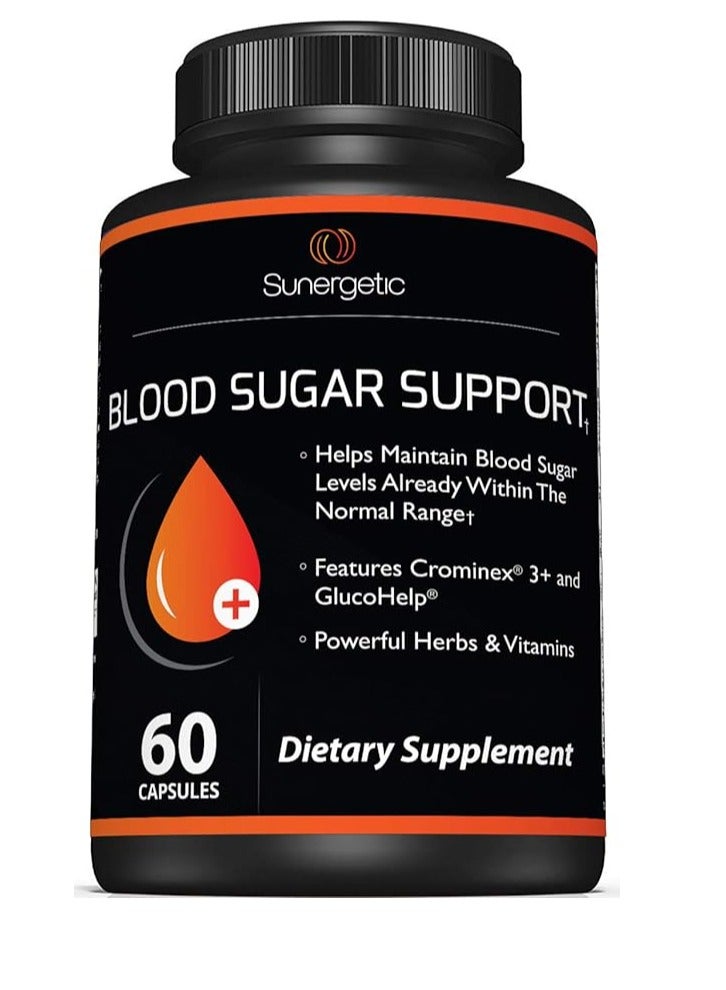 سانيرجيتيك يشمل دعم السكر في الدم مستخلص البطيخ المر، والفاناديوم، والكروم، والقرفة، و60 كبسولة