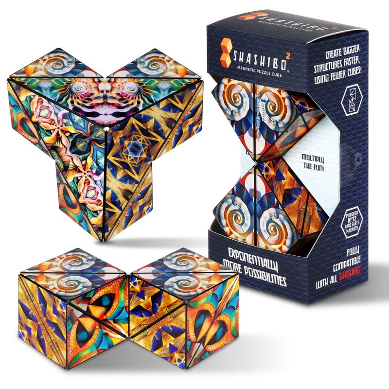 Shashibo Squared Shape Shifting Box STEM Fidget Toy with Ultra Strong Magnets Sensory Puzzle Cube Transforms Into 100 Shapes Easter Basket Stuffers Gift for Kids Teens and Adults Atlantis - Image 3