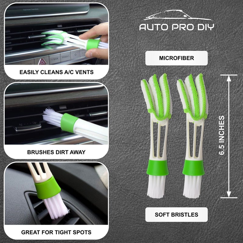 AUTO PRO DIY 11 Piece Car Detailing Kit Set - Car Wheels, Exterior, Interior Cleaning Detail Supplies - Boars Hair, Stainless Steel Wire, Duster Brushes - Image 4